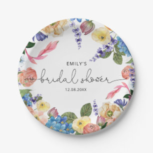Assiettes En Carton Fleurs d'aquarelle Fête des mariées florale