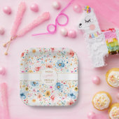 Assiettes En Carton Fleurs d'aquarelle romantique Boho Garden Mariage (Fête)