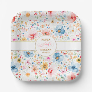 Assiettes En Carton Fleurs d'aquarelle romantique Boho Garden Mariage