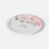 Assiettes En Carton Fleurs d'Aquarelle rose Blush Mariage élégant (Angle)