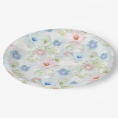 Assiettes En Carton Fleurs d'aquarelle rose et bleu. (Angle)