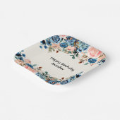 Assiettes En Carton Fleurs d'aquarelle rose et bleu (Angulaire)