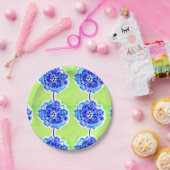 Assiettes En Carton Fleurs d'aquarelle vert et bleu (Fête)