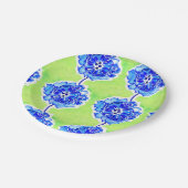 Assiettes En Carton Fleurs d'aquarelle vert et bleu (Angle)