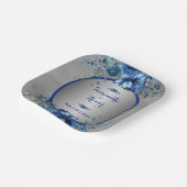 Assiettes En Carton Fleurs d'argent Mariage élégant (Angulaire)