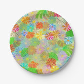 Assiettes En Carton Fleurs d'Aster & Cone & aquarelle tropicale feuill (Devant)