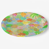Assiettes En Carton Fleurs d'Aster & Cone & aquarelle tropicale feuill (Angle)