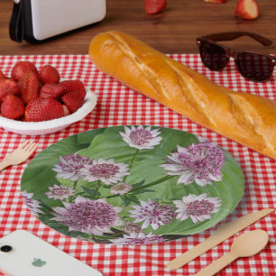 Assiettes En Carton Fleurs d'Astrantia rose