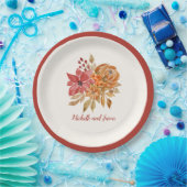 Assiettes En Carton Fleurs d'automne Élégant Tomber amoureux (Fête)