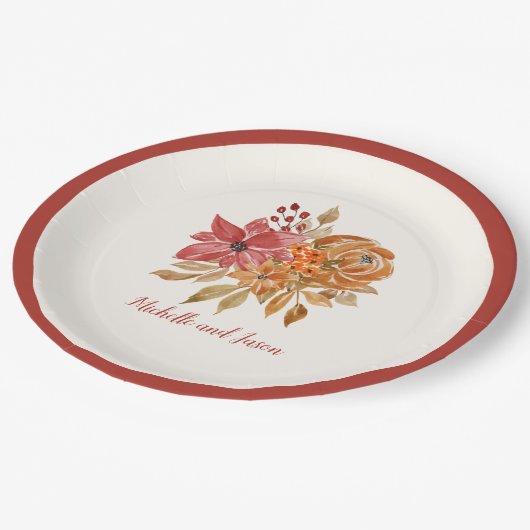 Assiettes En Carton Fleurs d'automne Élégant Tomber amoureux (Angle)