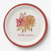 Assiettes En Carton Fleurs d'automne Élégant Tomber amoureux (Devant)