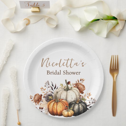 Assiettes En Carton Fleurs d'automne et aquarelle Citrouille Automne (Mariage)