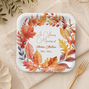 Assiettes En Carton Fleurs d'automne funéraires en souvenir aimant
