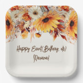 Assiettes En Carton Fleurs d'automne sur le parti beige (Recto)