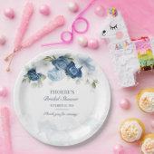 Assiettes En Carton Fleurs de Bleu Poussiéreux Eucalyptus Succulent (Fête)