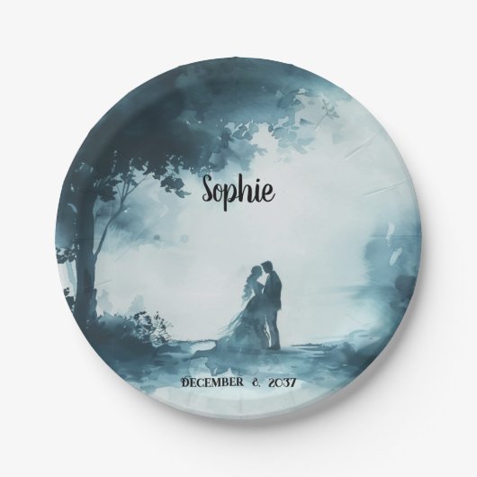 Assiettes En Carton Fleurs de bleus : Enchanter des plaques de papier  (Devant)