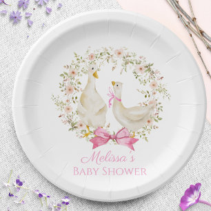 Assiettes En Carton Fleurs de canard mignonnes Goose Baby shower fille