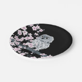 Assiettes En Carton Fleurs de cerises de chouette rose noire (Angle)