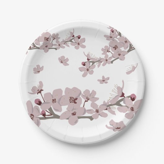 Assiettes En Carton Fleurs de cerisier en fleurs flottantes (Devant)