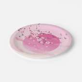 Assiettes En Carton Fleurs de cerisier Paysage japonais rose (Angle)