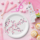Assiettes En Carton Fleurs de cerisier rose blanc (Fête)