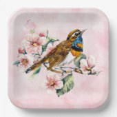 Assiettes En Carton Fleurs de cerisier rose et papier d'oiseau P (Recto)