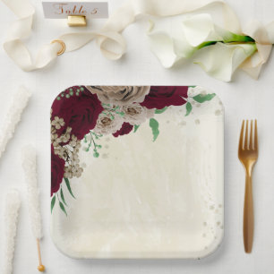 Assiettes En Carton Fleurs de champagne de Bourgogne mariage