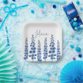 Assiettes En Carton Fleurs de Delphinium Bleu de juillet (Fête)