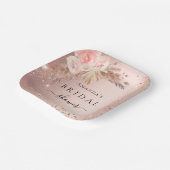 Assiettes En Carton Fleurs de douche de mariée herbe de pampas rose or (Angulaire)