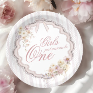 Assiettes En Carton Fleurs de Fête Anniversaire Fillettes Veulent être