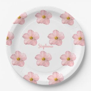 Assiettes En Carton Fleurs de Fête des mariées Mariages rose Floral