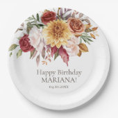 Assiettes En Carton Fleurs de feuillage d'automne Fête d'anniversaire  (Devant)