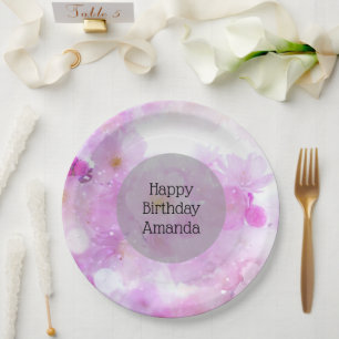 Assiettes En Carton Fleurs de fleurs de cerisier rose - Anniversaire