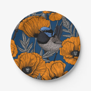 Assiettes En Carton Fleurs de fleurs et fleurs de pavot orange