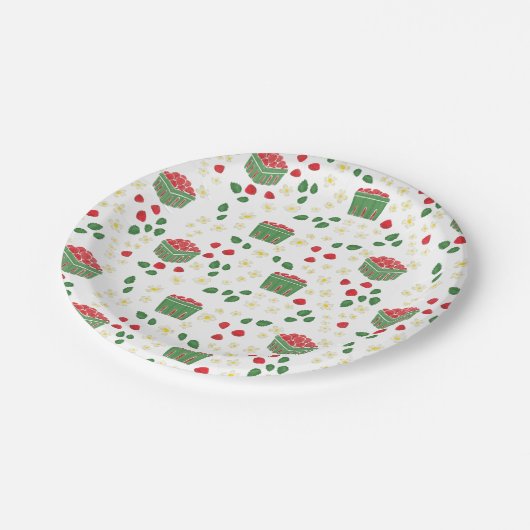 Assiettes En Carton Fleurs de fraises Champs de fraises Berry First (Angle)