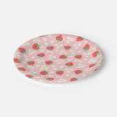 Assiettes En Carton Fleurs de fraises Motif rose (Angle)