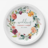 Assiettes En Carton Fleurs de jardin anglais Wreath Custom Wedding Tex (Devant)