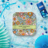 Assiettes En Carton Fleurs de Jardin Rétro 60s les années 70 Boho moti (Fête)