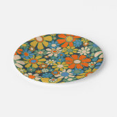 Assiettes En Carton Fleurs de Jardin Rétro 60s les années 70 motif Flo (Angle)