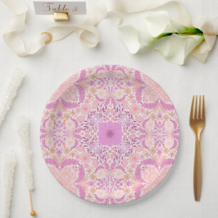 Assiettes En Carton Fleurs de jardin rétro en rose