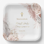 Assiettes En Carton Fleurs de la première sainte communion (Recto)