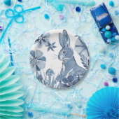 Assiettes En Carton Fleurs de lapin bleu et blanc Champignons Lapin de (Fête)