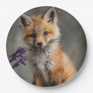 Assiettes En Carton Fleurs de lavande fermées pour kit Fox adorable