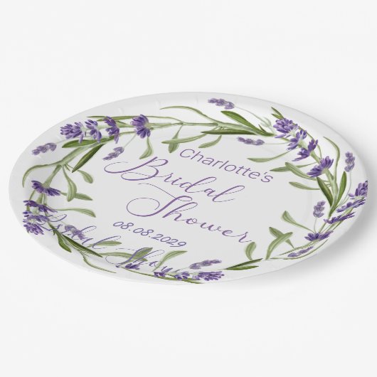 Assiettes En Carton Fleurs de lavande violette (Angle)