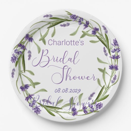 Assiettes En Carton Fleurs de lavande violette (Devant)