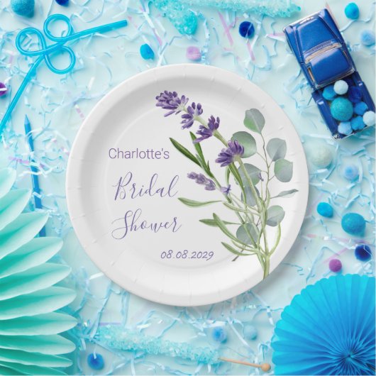 Assiettes En Carton Fleurs de lavande violette Foliage d'Eucalyptus (Fête)