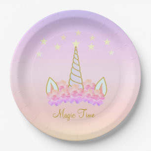 Assiettes En Carton Fleurs de licorne & étoiles Magie