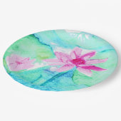 Assiettes En Carton Fleurs de Lotus Rose Pastel Aquarelle (Angle)