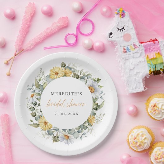 Assiettes En Carton Fleurs de marguerite aquarelle douce Fête prénupti (Fête)