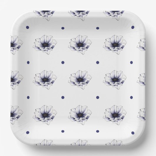 Assiettes En Carton Fleurs de marguerite violette foncée Pap botanique (Recto)